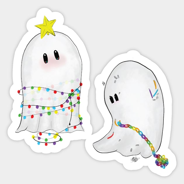 Hector the Spector and Hercule the Ghoul at Christmas Sticker by Emsimonsen